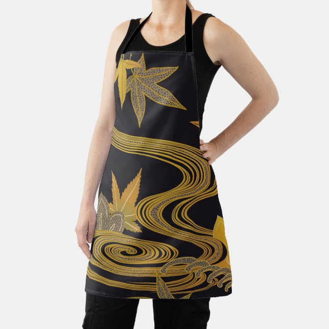 Maple Leaf and Running Water, Japanese Design Apron (Insitu)