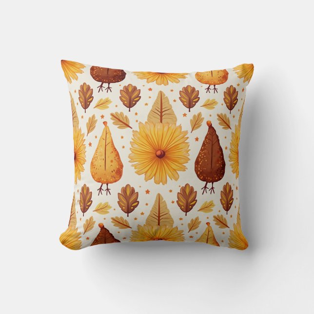 Maple Leaf and Turkey Cushion (Front)