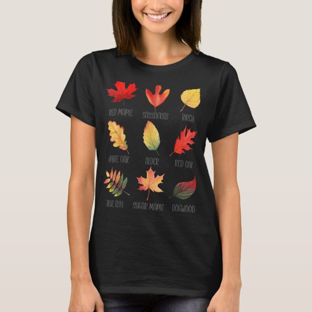 Maple Leaf Autumn Tree Orange Fall Leaves Season f T-Shirt (Front)