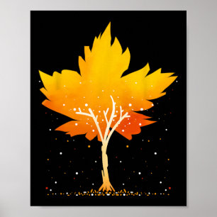 Maple Leaf Autumn Tree Orange Fall Leaves Season Poster