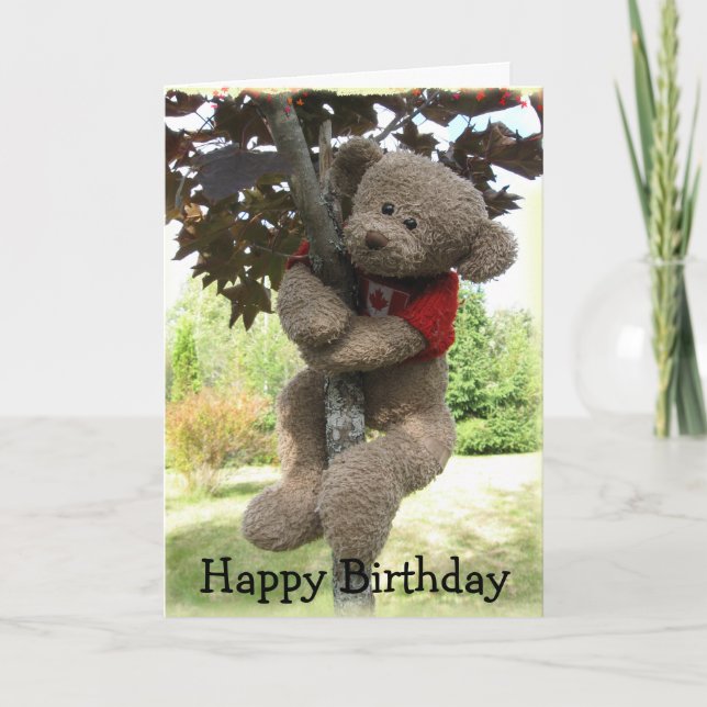Maple Leaf Bear, Happy Birthday Card (Front)