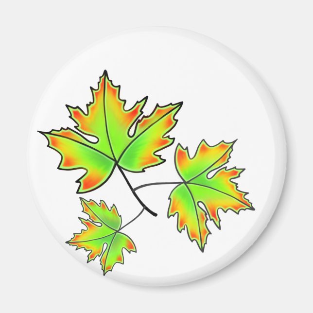 Maple Leaf, botanical, red orange green leaves Magnet (Front)