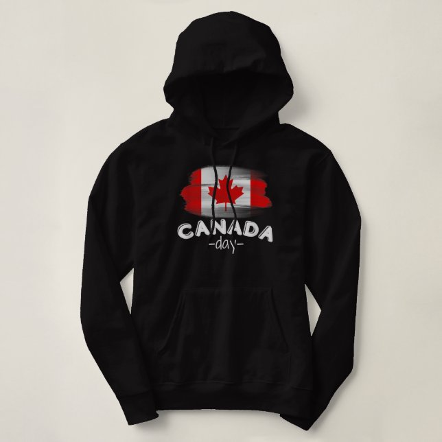 Maple Leaf Canada Day Funny Canadian Retro Flag Hoodie (Design Front)