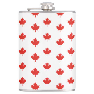 Maple Leaf Canada Flag Emblem Pattern-24105 Hip Flask