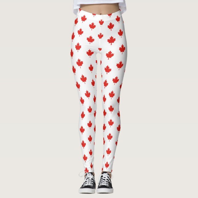 Maple Leaf Canada Flag Emblem Pattern-24105 Leggings (Front)