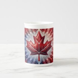 Maple Leaf Canadian Flag Fractal Bone China Mug