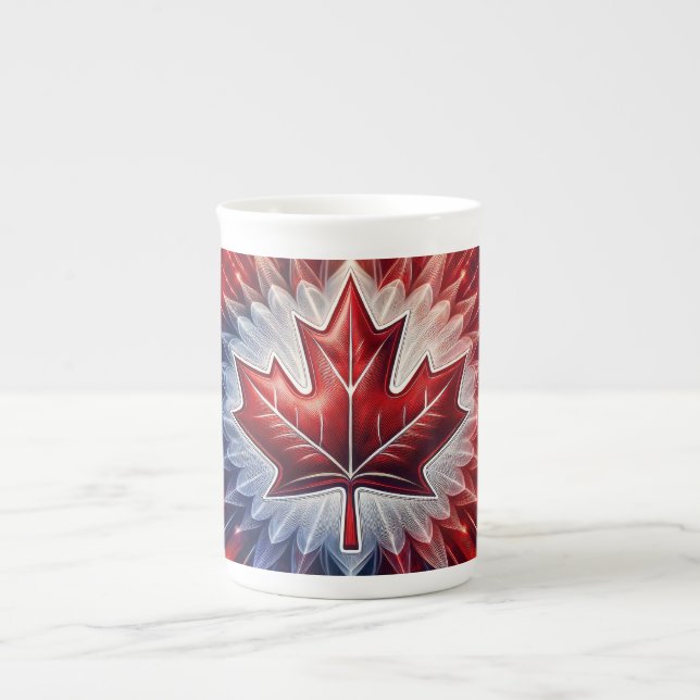 Maple Leaf Canadian Flag Fractal                 Bone China Mug (Front)