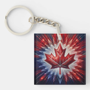 Maple Leaf Canadian Flag Fractal Key Ring