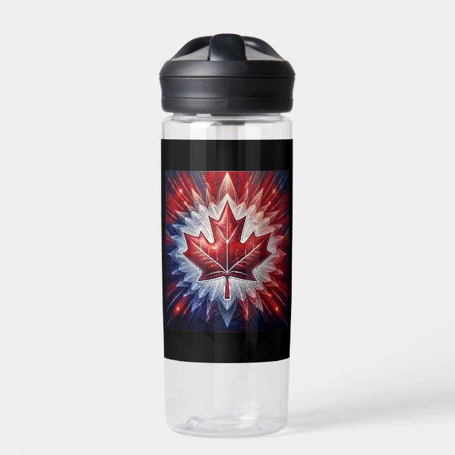 Maple Leaf Canadian Flag Fractal                 Water Bottle (Front)