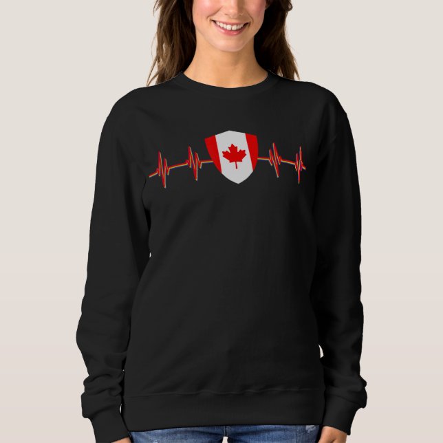 Maple Leaf Canadian Flag Shield Heartbeat Canada D Sweatshirt (Front)