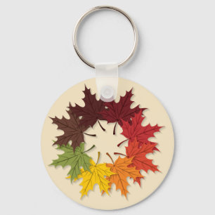 Maple leaf circle key ring