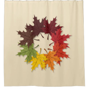 Maple leaf circle shower curtain