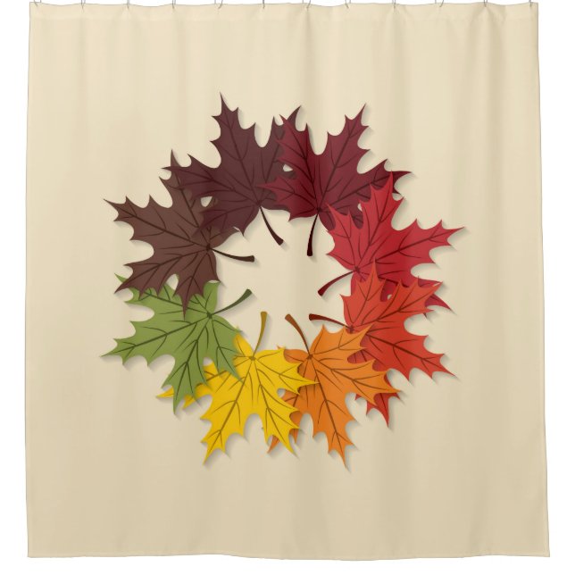 Maple leaf circle shower curtain (Front)