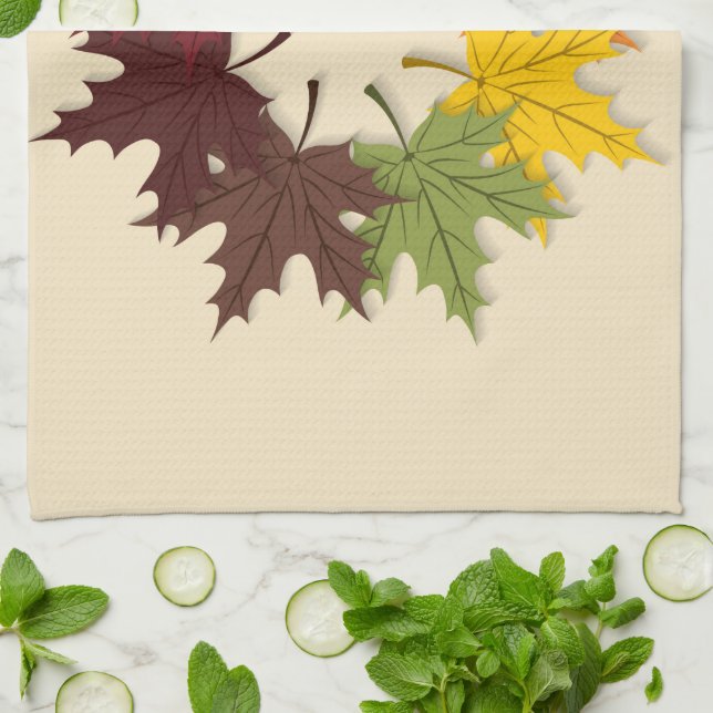 Maple leaf circle tea towel (Folded)