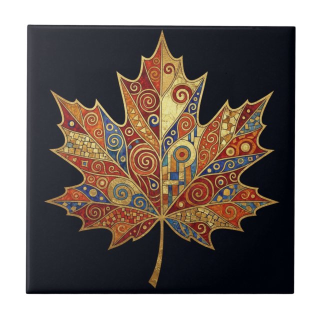 MAPLE LEAF Coaster: Gustav Klimt Bar Accessory Tile (Front)
