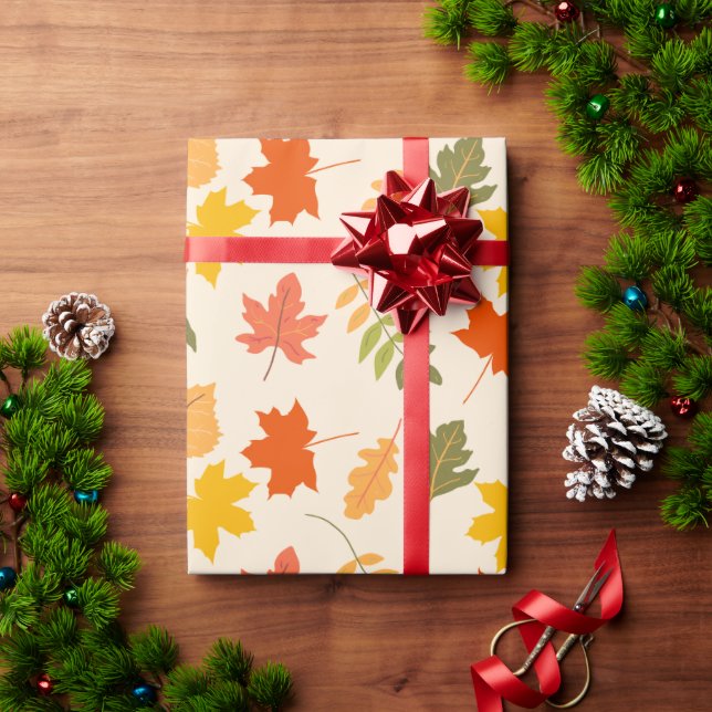 Maple Leaf Cute Nature Thanksgiving Gift Wrapping Paper (Holiday Gift)
