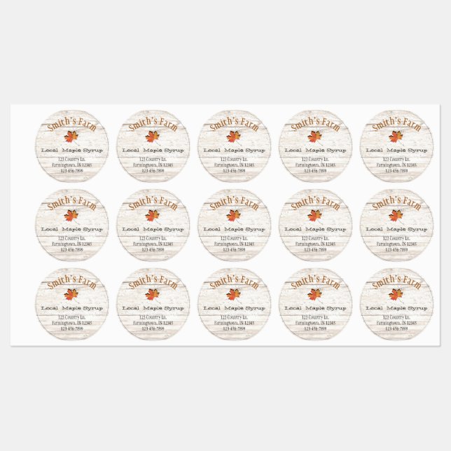 Maple Leaf Cutout Maple Syrup Waterproof Labels (Sheet)