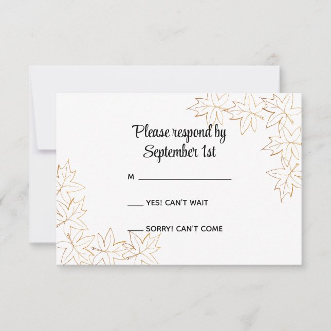 Maple Leaf Edge Wedding RSVP Response Card (Front)