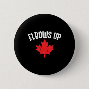 Maple Leaf Elbows Up Canada Funny Canadian Hockey  6 Cm Round Badge