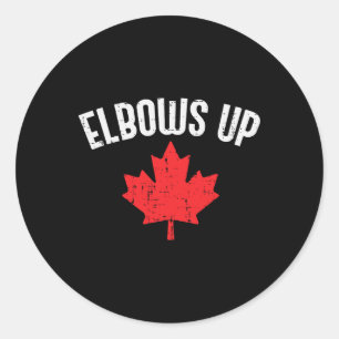 Maple Leaf Elbows Up Canada Funny Canadian Hockey Classic Round Sticker