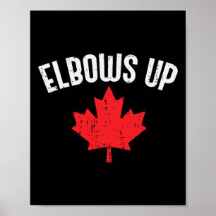 Maple Leaf Elbows Up Canada Funny Canadian Hockey Poster
