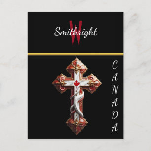 Maple Leaf Embraced by Cross Postcard