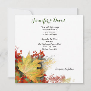 Maple Leaf Fall Custom Wedding Invitation
