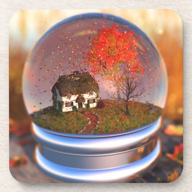Maple Leaf Globe Cork Coaster (Front)