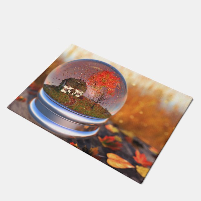 Maple Leaf Globe Doormat (Angled)