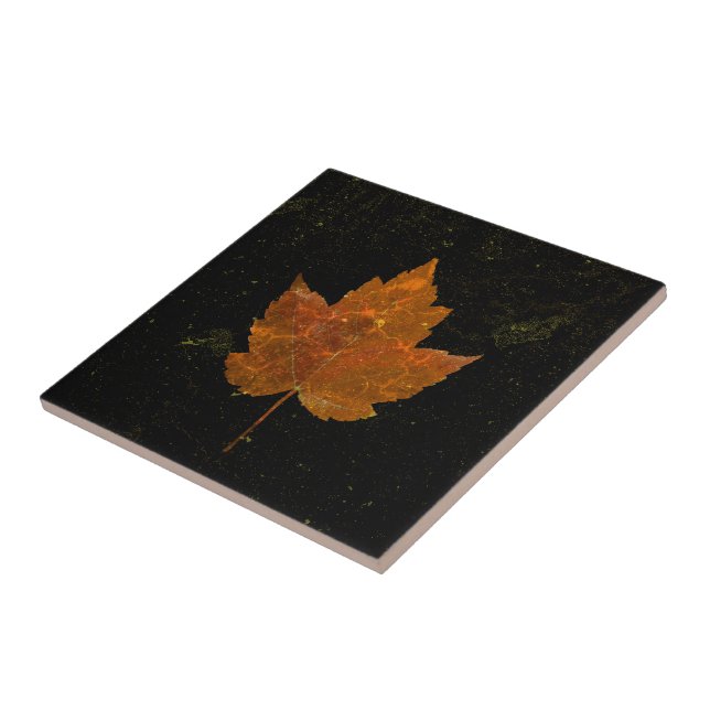 Maple Leaf Gold Yellow Black Country Fall Texture Tile (Side)