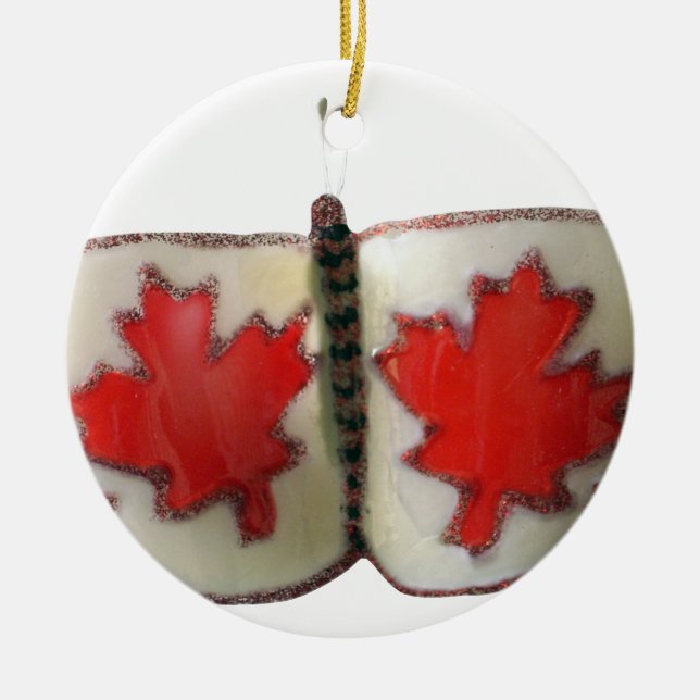 "Maple Leaf Monarch" Canadian Flag Butterfly  Ceramic Tree Decoration (Front)