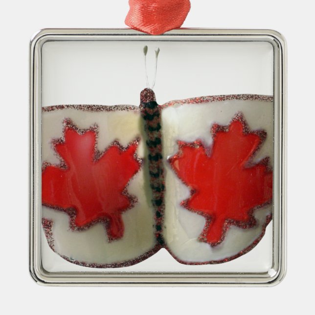 "Maple Leaf Monarch" Canadian Flag Butterfly  Metal Tree Decoration (Front)