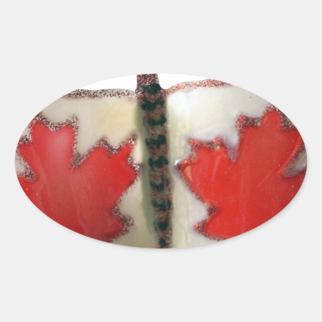"Maple Leaf Monarch" Canadian Flag Butterfly  Oval Sticker (Front)