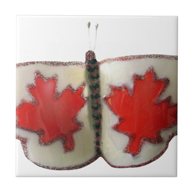"Maple Leaf Monarch" Canadian Flag Butterfly  Tile (Front)