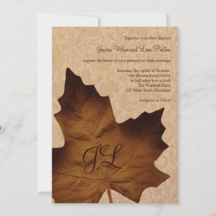 Maple Leaf Monogrammed Wedding Invitation