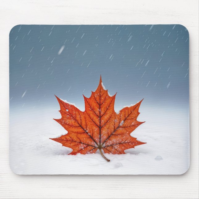 Maple Leaf On Fresh Snow Mouse Mat (Front)