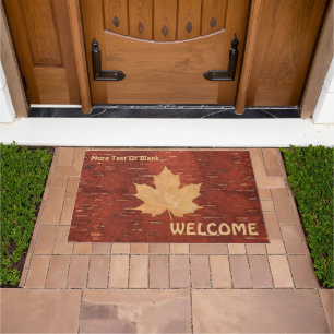 Maple Leaf On Inner Birch Bark Doormat