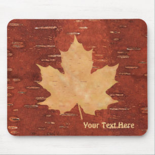 Maple Leaf On Inner Birch Bark Mouse Mat