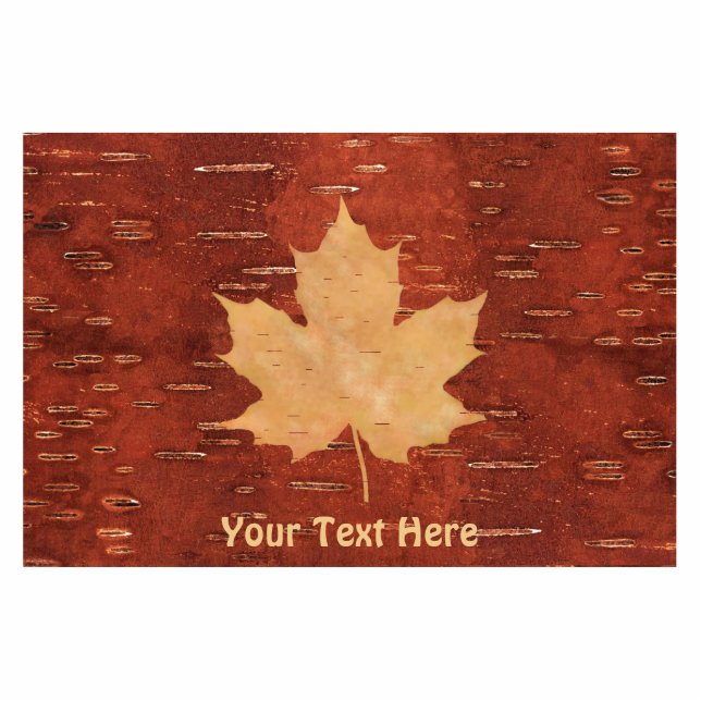 Maple Leaf On Inner Birch Bark Photo Sculpture Magnet (Front)
