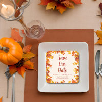 Maple Leaf Orange Terracotta Autumn Save The Date
