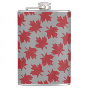 Maple Leaf Pattern Hip Flask