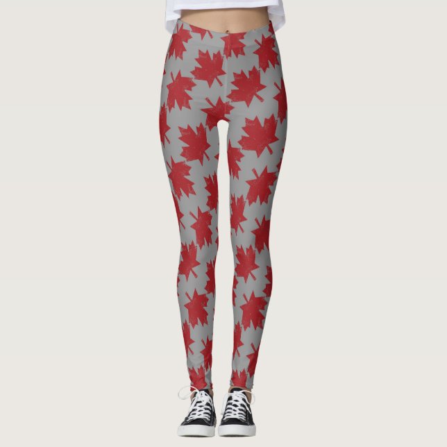Maple Leaf Pattern Leggings (Front)