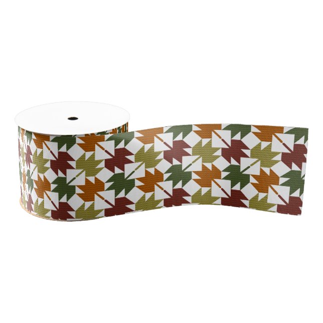 Maple Leaf Quilt Pattern Design 1 Grosgrain Ribbon (Spool)