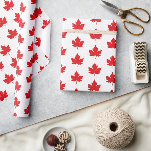 Maple Leaf Red and White Wrapping Paper