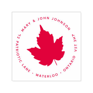 Maple Leaf Return Address Canada Circle Round Self-inking Stamp