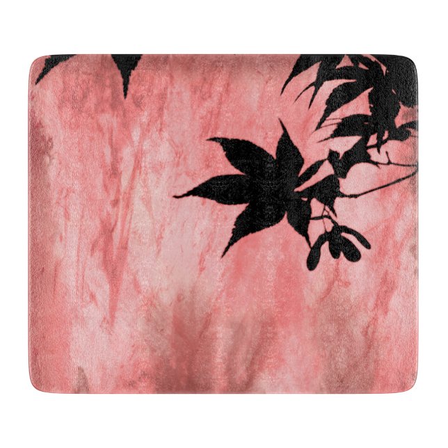 Maple Leaf Silhouette Red Marble Cutting Board (Front)