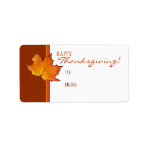 Maple Leaf Thanksgiving Gift Tag Label