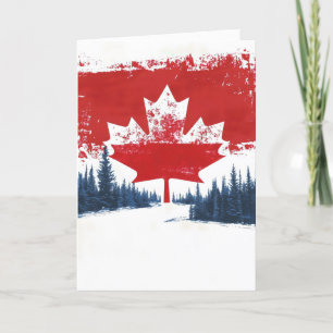 Maple Leaf Unusual Landscape Canada Holiday Card