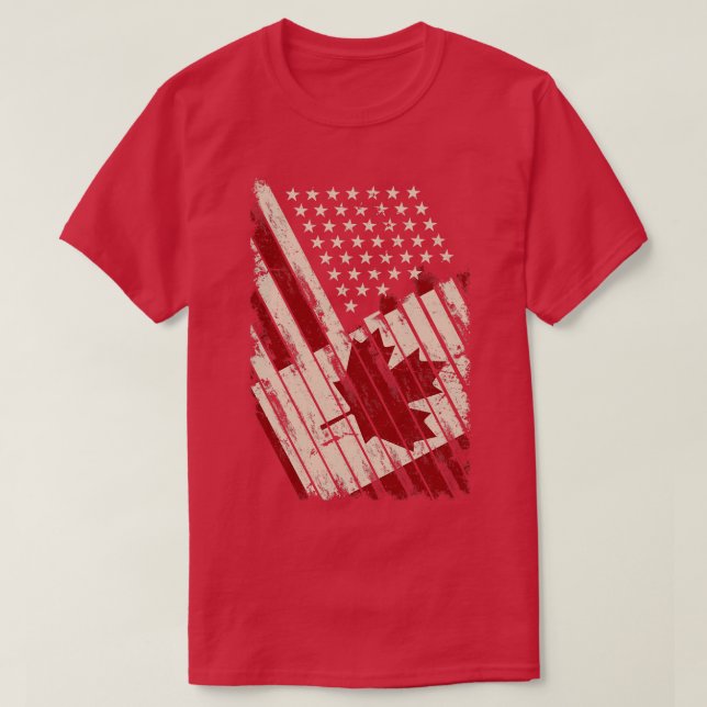 Maple Leaf US Flag Canada T-Shirt (Design Front)
