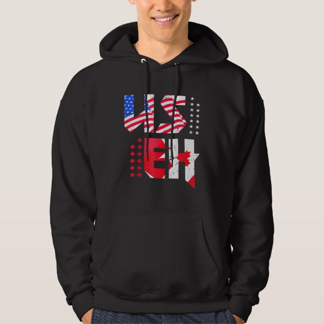 Maple Leaf Us Flag Canadian American Pride Useh Ca Hoodie (Front)